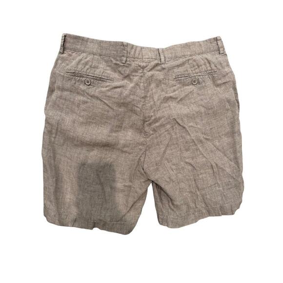 Bloomingdales the Men's Store Size 38 100% Linen Brown Slubbed Fabric Shorts - Picture 2 of 4